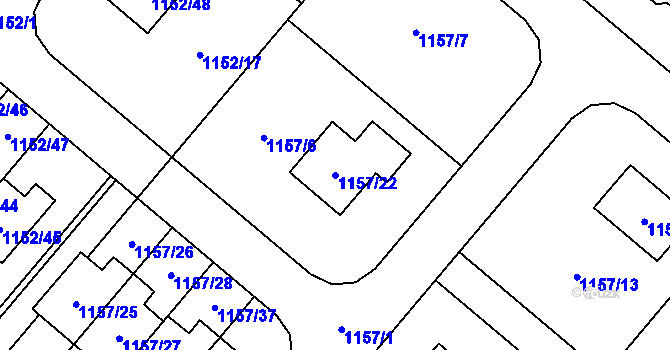 Parcela st. 1157/22 v KÚ Krmelín, Katastrální mapa