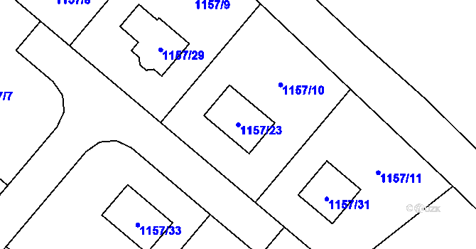 Parcela st. 1157/23 v KÚ Krmelín, Katastrální mapa