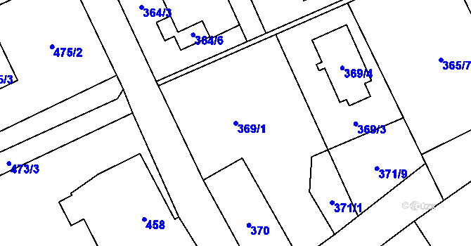 Parcela st. 369/1 v KÚ Krmelín, Katastrální mapa