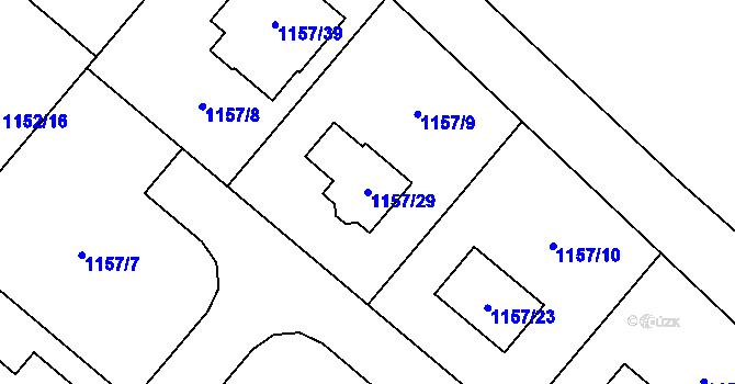Parcela st. 1157/29 v KÚ Krmelín, Katastrální mapa