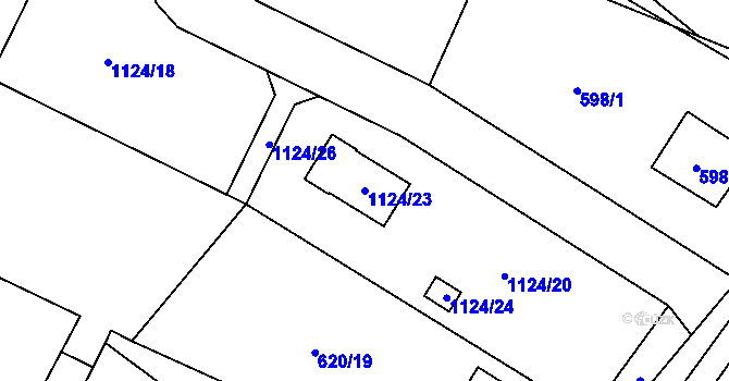 Parcela st. 1124/23 v KÚ Krmelín, Katastrální mapa