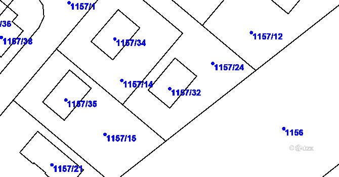Parcela st. 1157/32 v KÚ Krmelín, Katastrální mapa