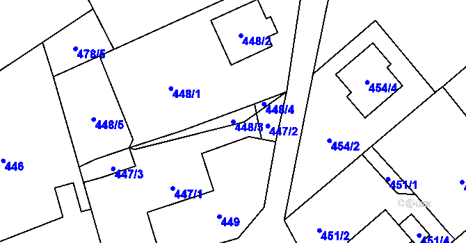 Parcela st. 448/3 v KÚ Krmelín, Katastrální mapa