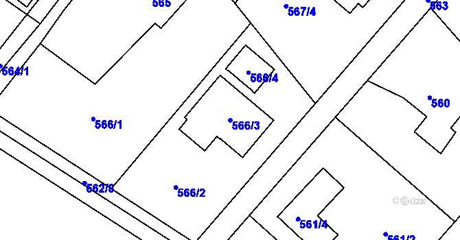 Parcela st. 566/3 v KÚ Krmelín, Katastrální mapa