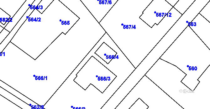 Parcela st. 566/4 v KÚ Krmelín, Katastrální mapa
