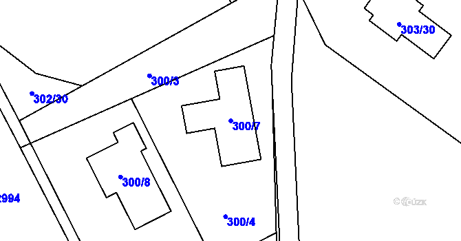 Parcela st. 300/7 v KÚ Krmelín, Katastrální mapa