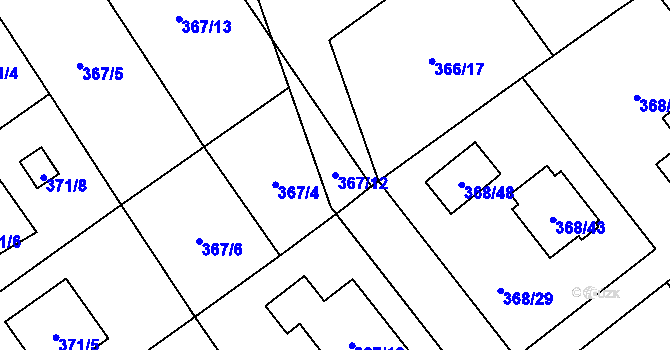 Parcela st. 367/12 v KÚ Krmelín, Katastrální mapa