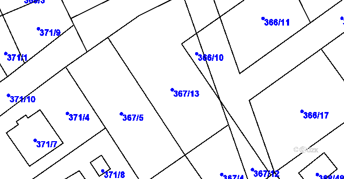 Parcela st. 367/13 v KÚ Krmelín, Katastrální mapa