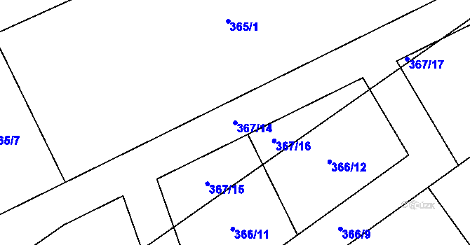 Parcela st. 367/14 v KÚ Krmelín, Katastrální mapa