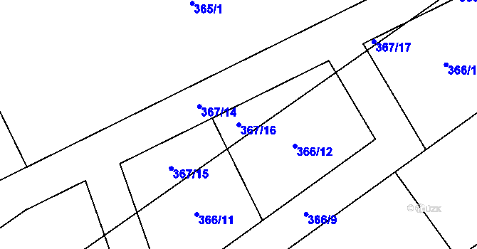 Parcela st. 367/16 v KÚ Krmelín, Katastrální mapa