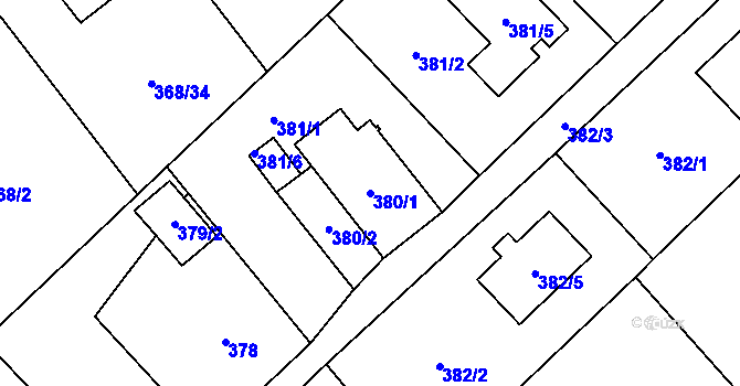 Parcela st. 380/1 v KÚ Krmelín, Katastrální mapa