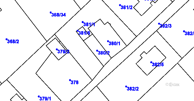 Parcela st. 380/2 v KÚ Krmelín, Katastrální mapa