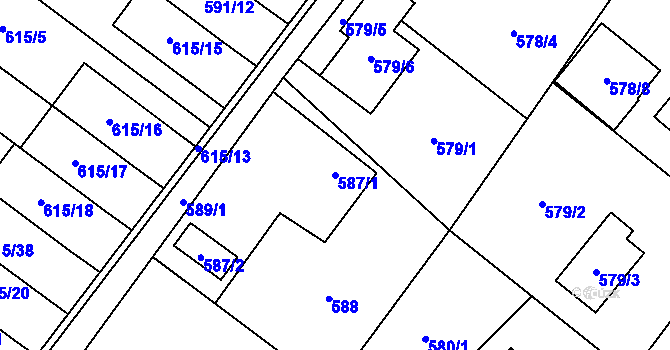 Parcela st. 587/1 v KÚ Krmelín, Katastrální mapa