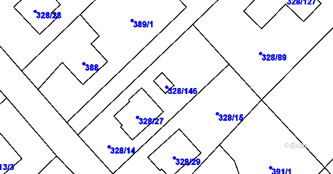 Parcela st. 328/146 v KÚ Krmelín, Katastrální mapa