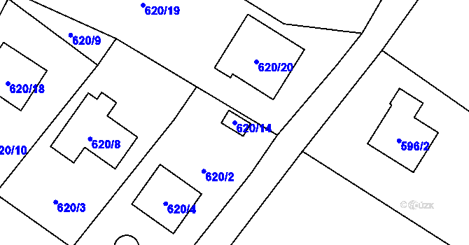 Parcela st. 620/14 v KÚ Krmelín, Katastrální mapa