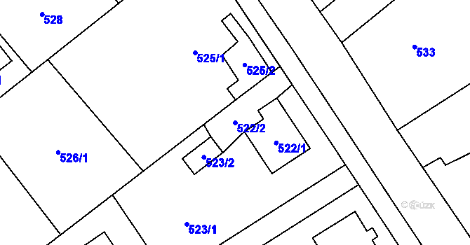 Parcela st. 522/2 v KÚ Krmelín, Katastrální mapa