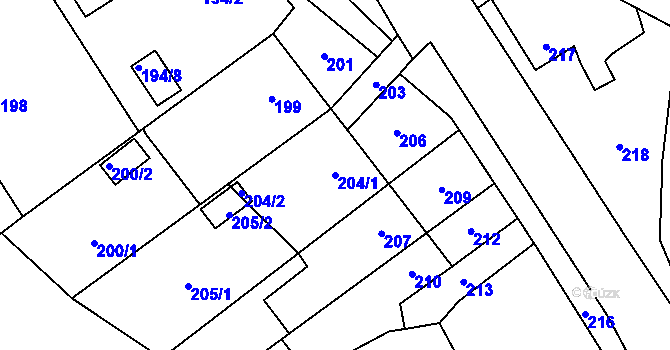 Parcela st. 204/1 v KÚ Krmelín, Katastrální mapa