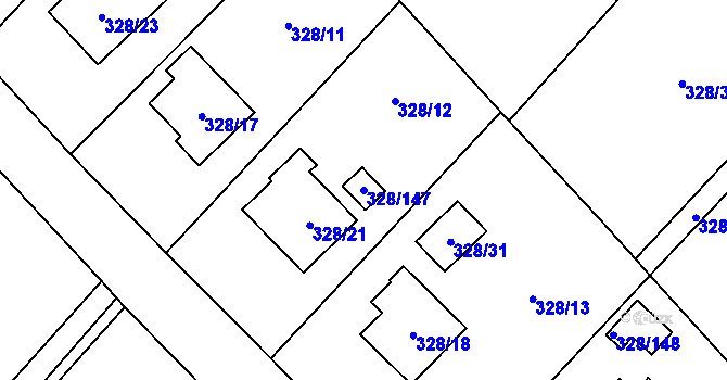 Parcela st. 328/147 v KÚ Krmelín, Katastrální mapa