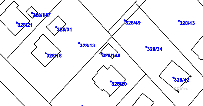 Parcela st. 328/148 v KÚ Krmelín, Katastrální mapa