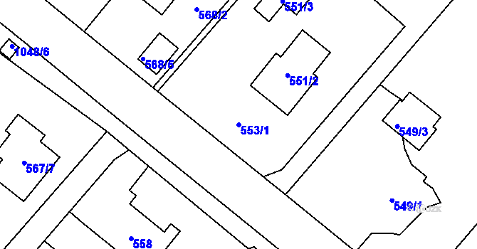 Parcela st. 553/1 v KÚ Krmelín, Katastrální mapa