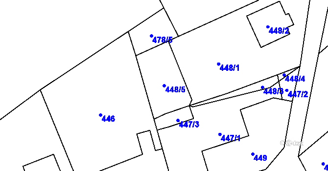 Parcela st. 448/5 v KÚ Krmelín, Katastrální mapa