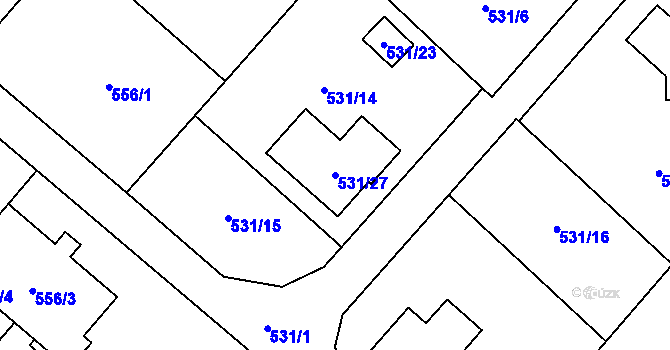 Parcela st. 531/27 v KÚ Krmelín, Katastrální mapa