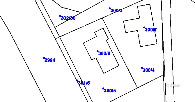Parcela st. 300/8 v KÚ Krmelín, Katastrální mapa
