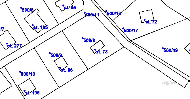 Parcela st. 73 v KÚ Krňany, Katastrální mapa