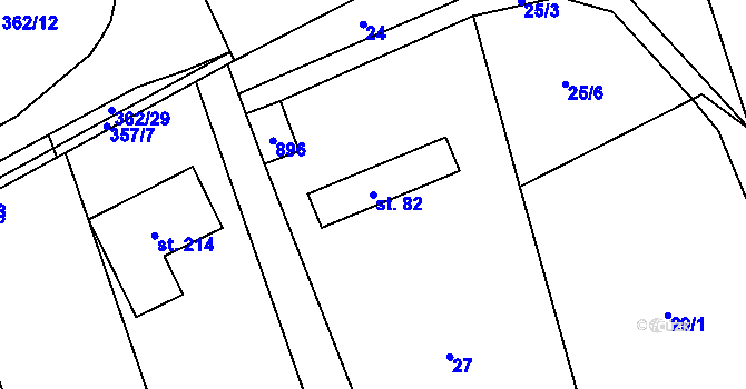 Parcela st. 82 v KÚ Krňany, Katastrální mapa