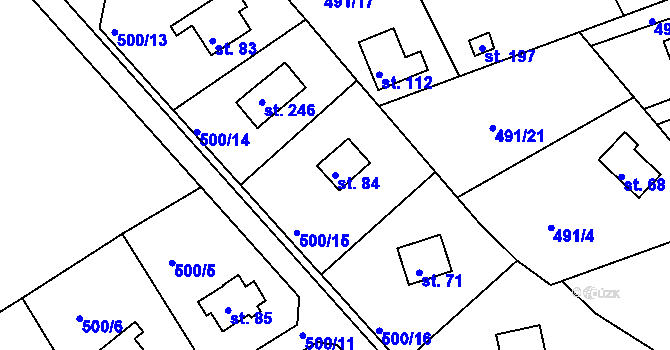 Parcela st. 84 v KÚ Krňany, Katastrální mapa