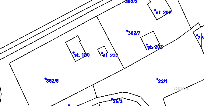 Parcela st. 237 v KÚ Krňany, Katastrální mapa