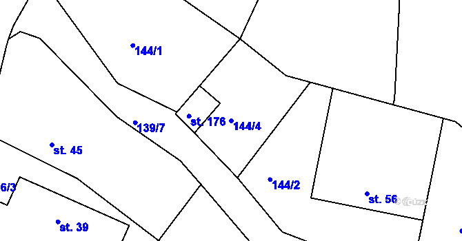 Parcela st. 144/4 v KÚ Krňany, Katastrální mapa