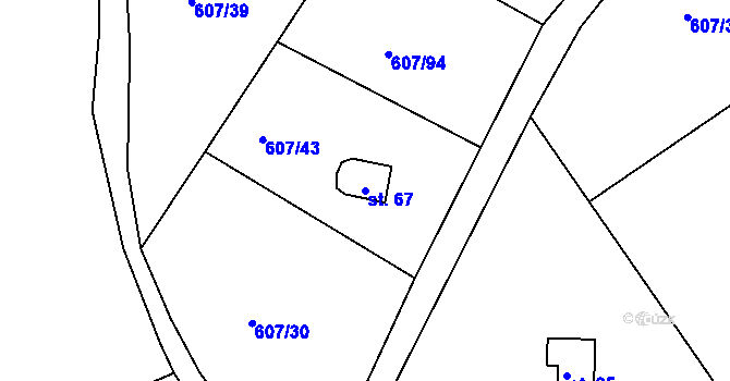 Parcela st. 67 v KÚ Teletín, Katastrální mapa