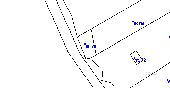 Parcela st. 73 v KÚ Teletín, Katastrální mapa