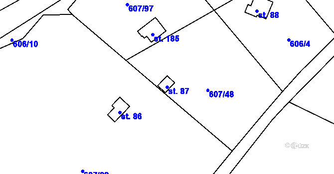 Parcela st. 87 v KÚ Teletín, Katastrální mapa