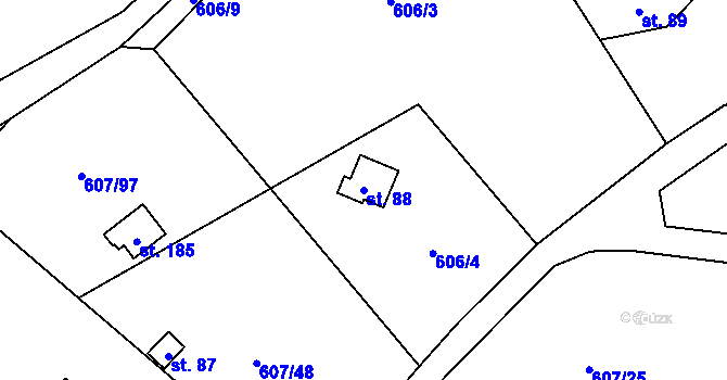 Parcela st. 88 v KÚ Teletín, Katastrální mapa