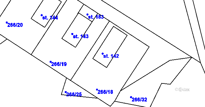 Parcela st. 142 v KÚ Teletín, Katastrální mapa