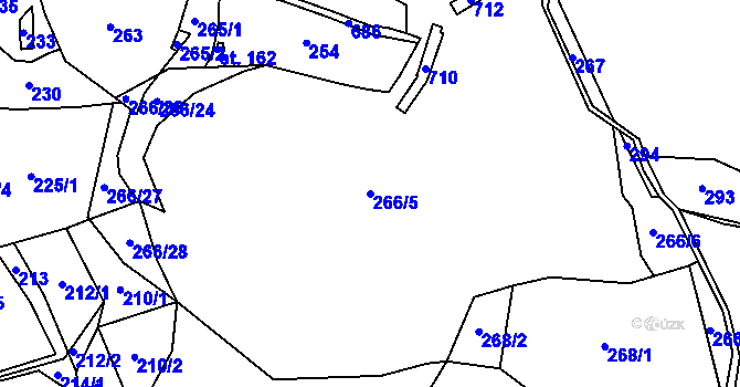 Parcela st. 266/5 v KÚ Teletín, Katastrální mapa