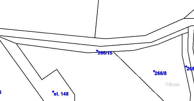 Parcela st. 266/15 v KÚ Teletín, Katastrální mapa