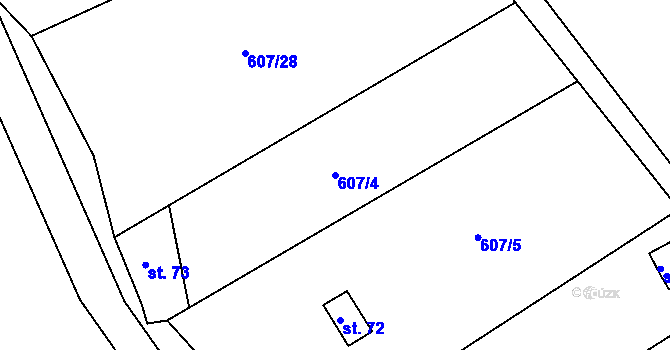 Parcela st. 607/4 v KÚ Teletín, Katastrální mapa