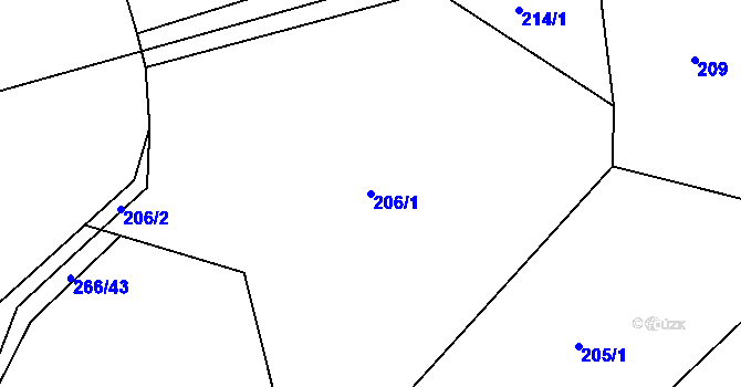 Parcela st. 206/1 v KÚ Teletín, Katastrální mapa