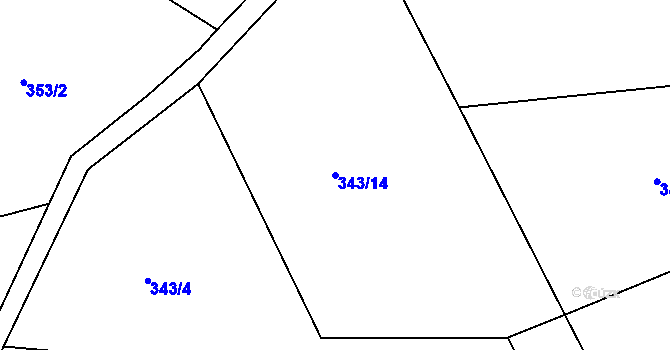 Parcela st. 343/14 v KÚ Teletín, Katastrální mapa