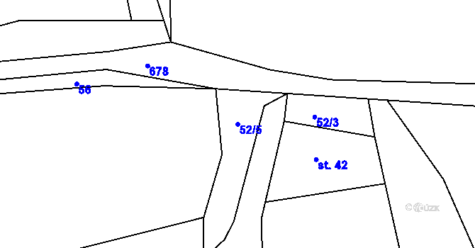 Parcela st. 52/5 v KÚ Teletín, Katastrální mapa