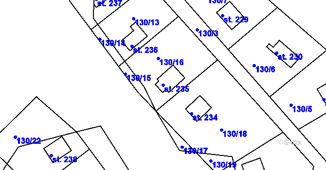 Parcela st. 235 v KÚ Třebsín, Katastrální mapa
