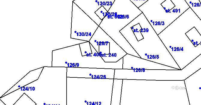 Parcela st. 240 v KÚ Třebsín, Katastrální mapa