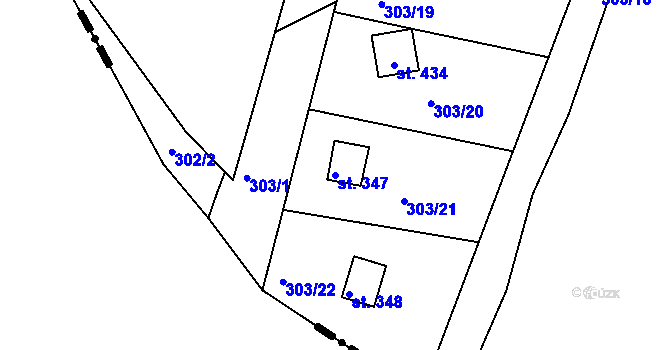 Parcela st. 347 v KÚ Třebsín, Katastrální mapa