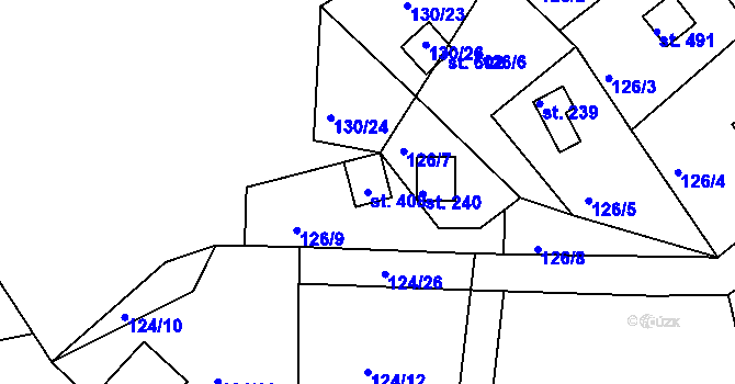 Parcela st. 408 v KÚ Třebsín, Katastrální mapa