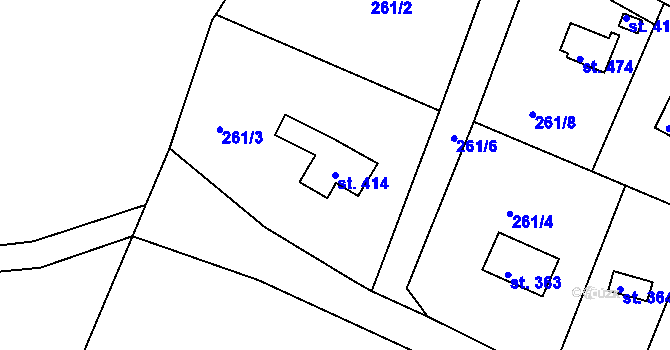 Parcela st. 414 v KÚ Třebsín, Katastrální mapa