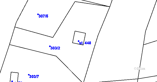 Parcela st. 448 v KÚ Třebsín, Katastrální mapa