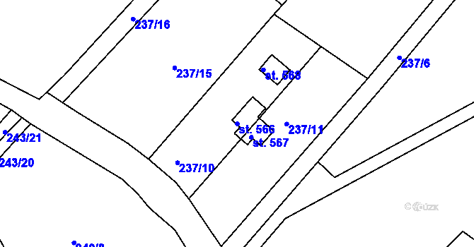 Parcela st. 566 v KÚ Třebsín, Katastrální mapa